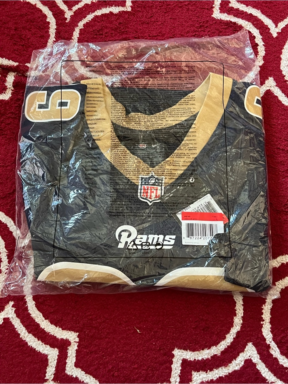 Nike mens Black and Gold Rams Jersey Top